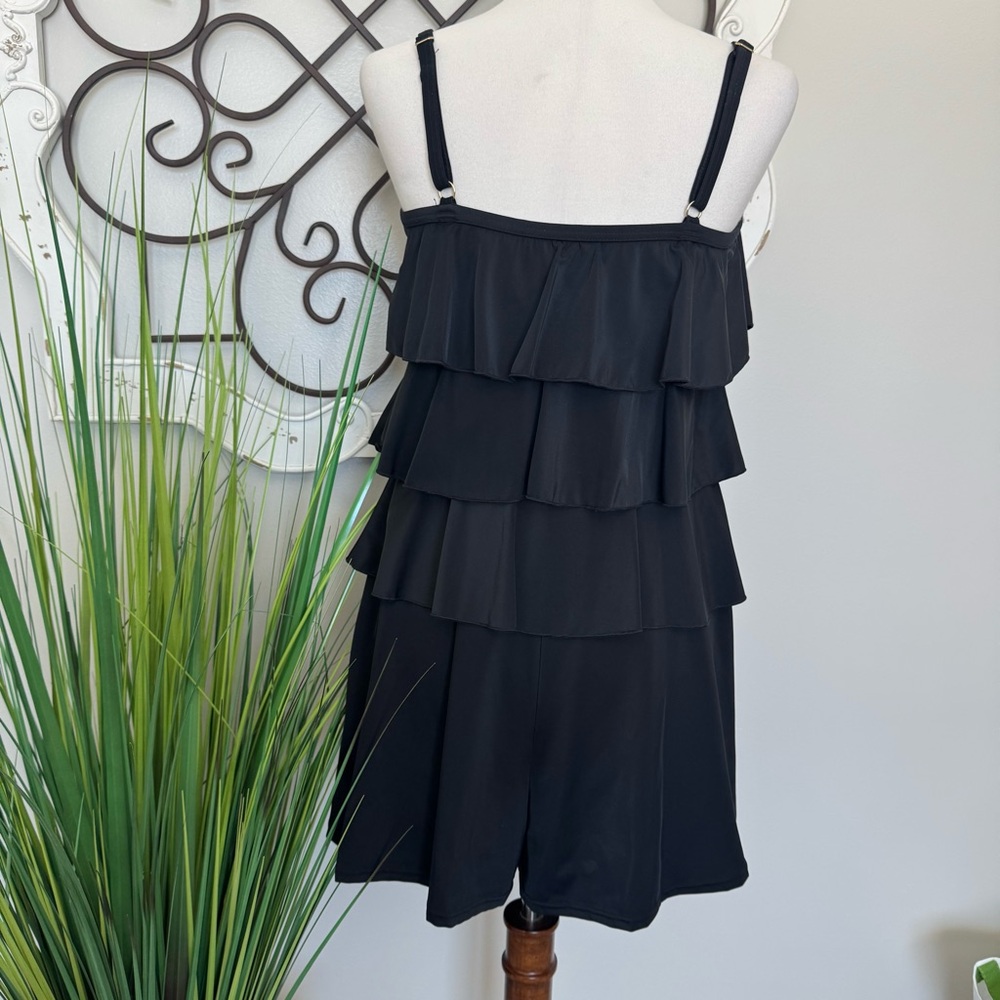 FIT4U Size 14 One Piece Black Swimsuit Romper - Picture 3 of 6